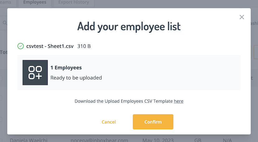 Upload CSV