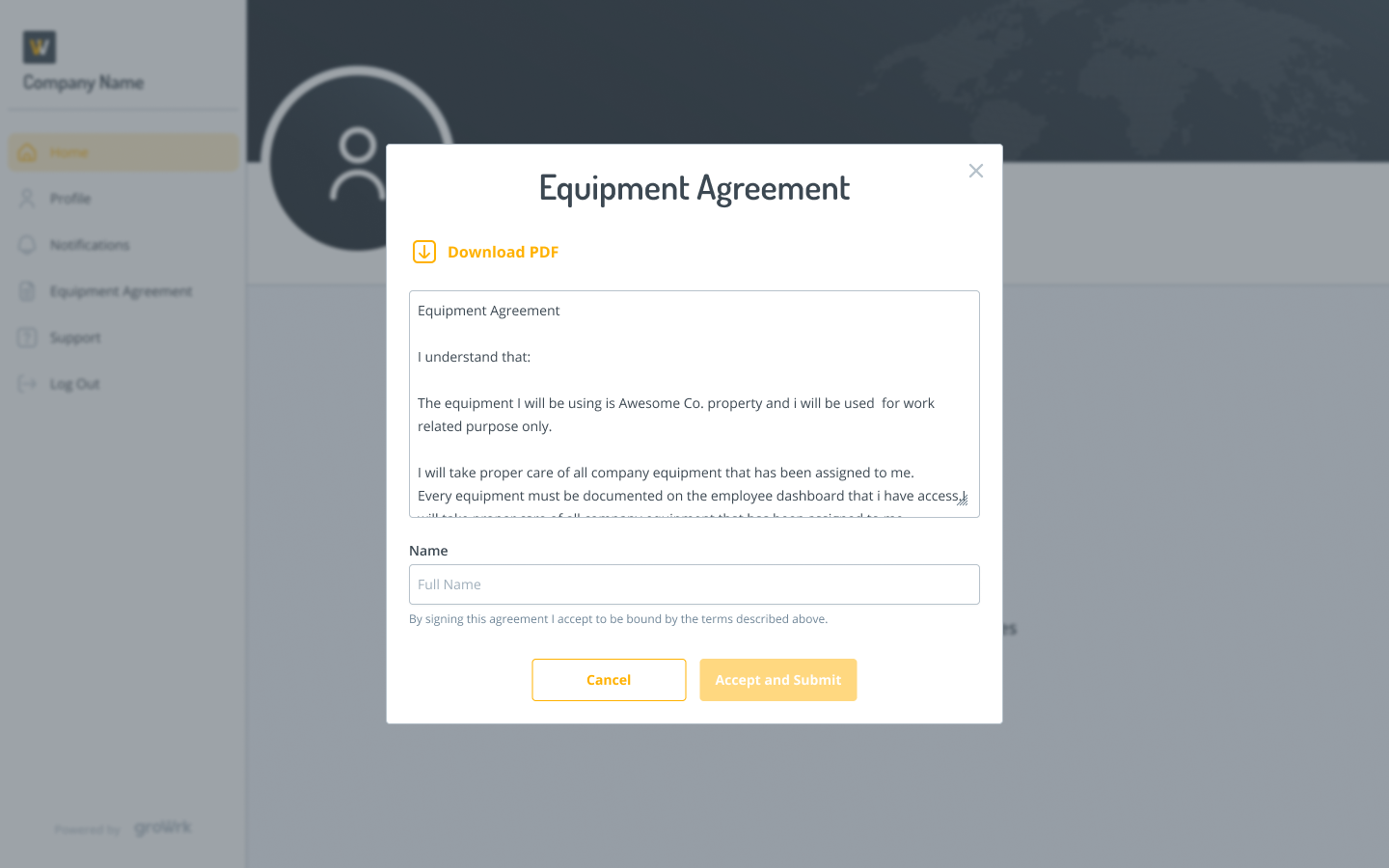 Equipment Agreement